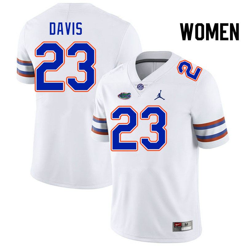 Women #23 Josiah Davis Florida Gators College Football Jerseys Stitched-White